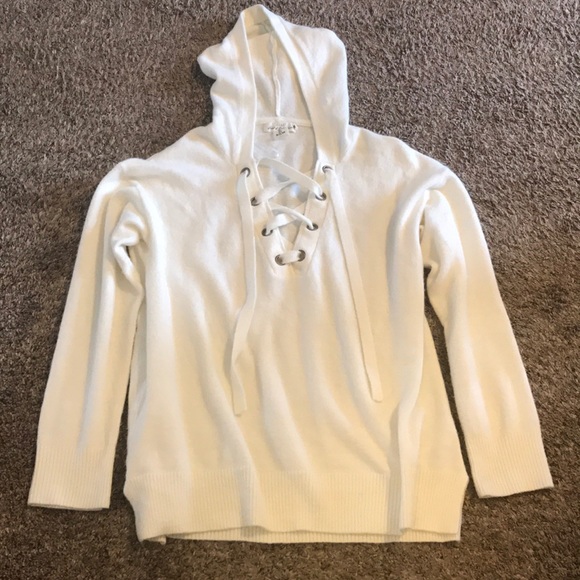 H&M Sweaters - Hooded Sweatshirt with Criss Cross tie Detail